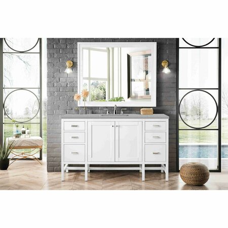 James Martin Vanities Addison 60in Single Vanity, Glossy White w/ 3 CM Eternal Serena Top E444-V60S-GW-3ESR